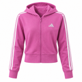 Adidas girls 3 stripe cropped full zip hoodie