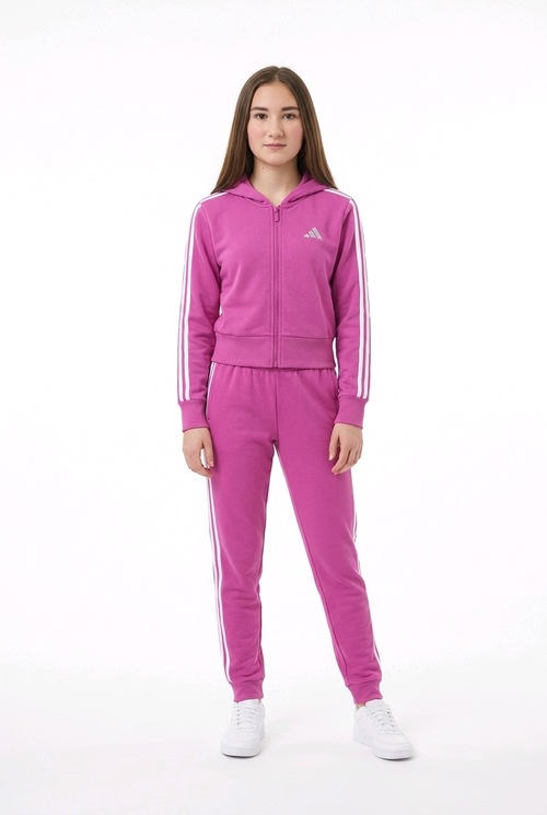 Adidas girls 3 stripe full zip hoodie